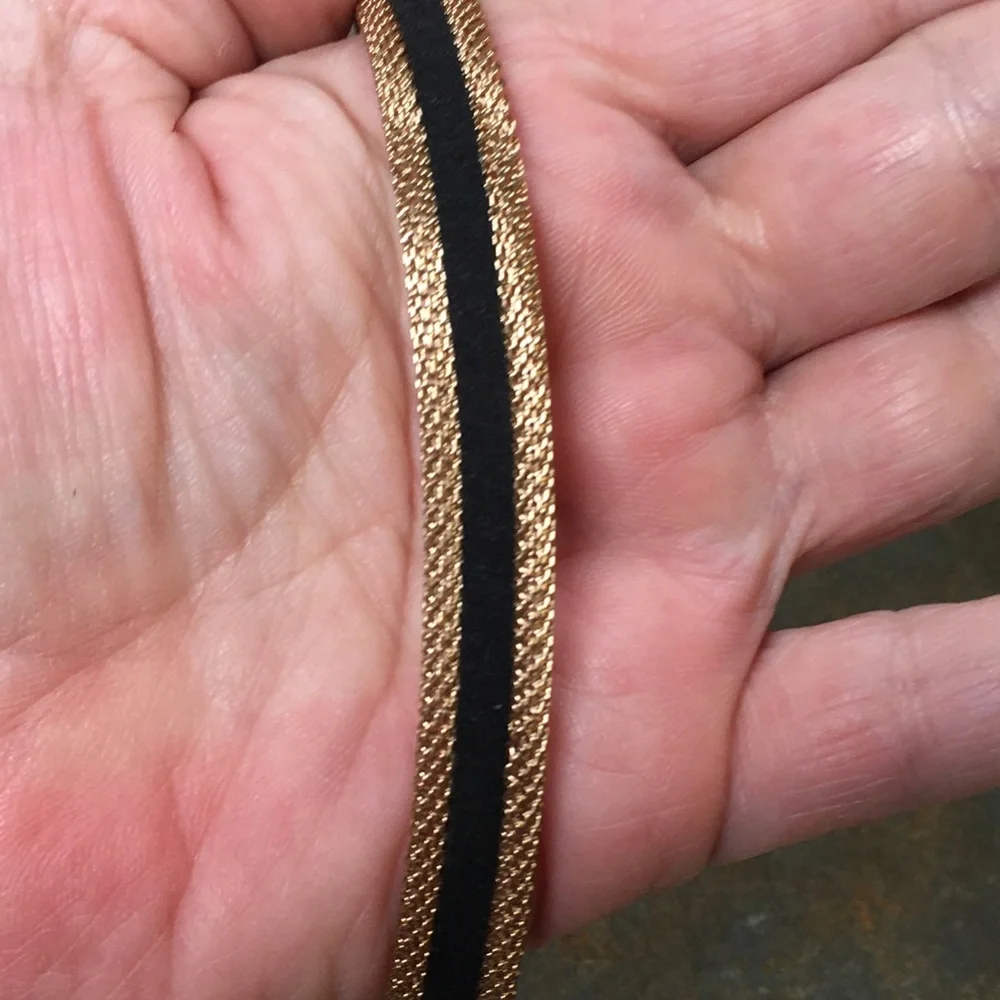 Offer??  Retro style woven metal choker necklace gold (color) black bold unique - Picture 6 of 8